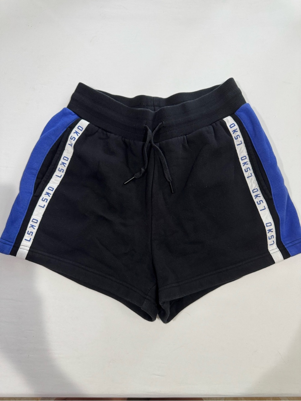 LSKD Black & Blue Fleece Lounge Shorts Size Small Drawstring Athletic